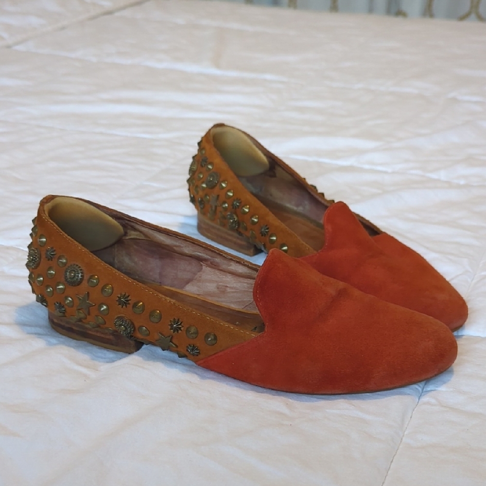 Jeffrey Campbell Burnt Orange Studded Loafers
